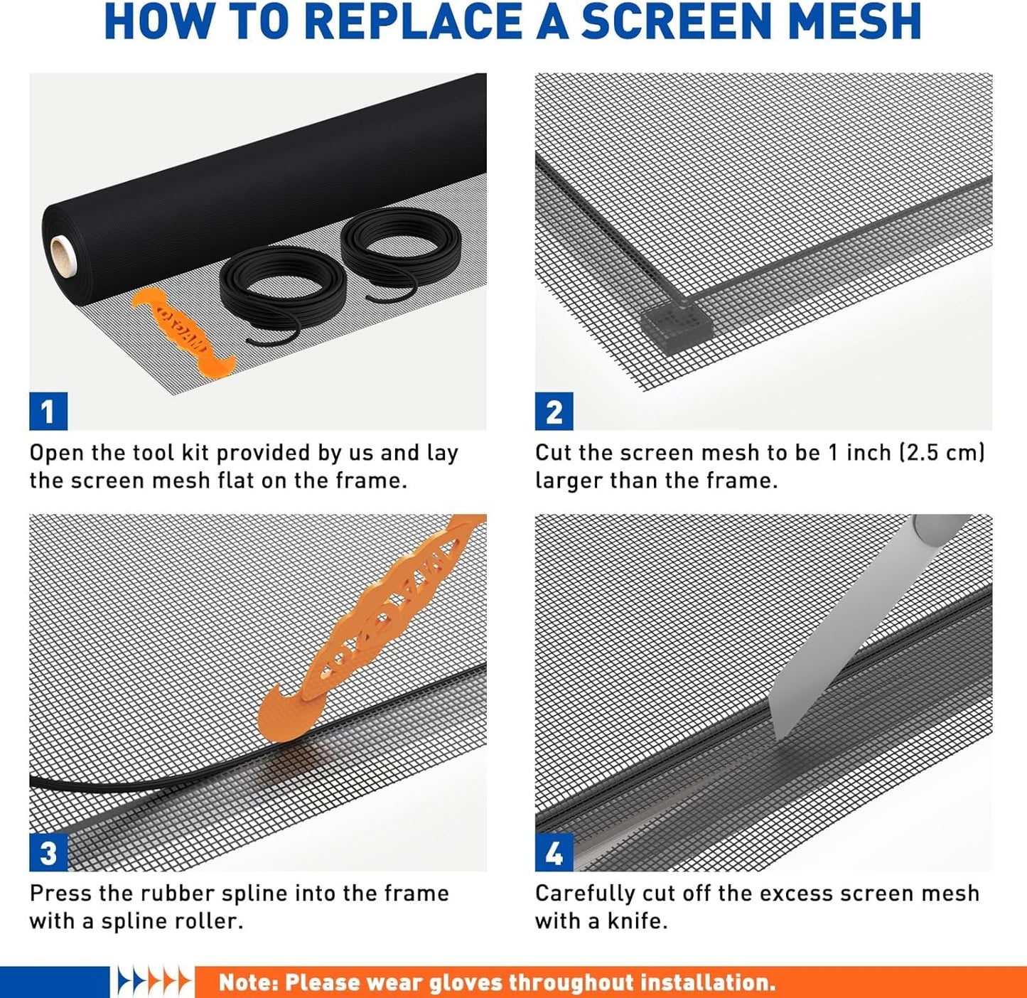 MAGZO Window Screen Replacement Mesh Roll, 37.4in × 16.4ft Heavy Duty Upgraded Polyester Mesh for Screen Door Repair Kit, Ventilated & Durable, Ideal for Sliding Patio Porch Doors & DIY Projects