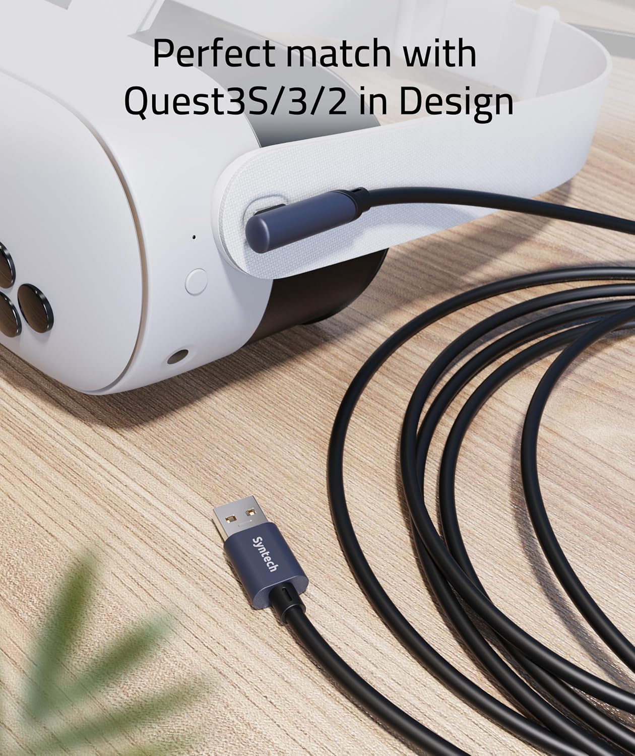 Syntech Link Cable 10 FT Compatible with Oculus/Meta Quest 3/Meta Quest 3S, Quest2/Pro/Pico 4/Ultra Accessories and PC/SteamVR, High Speed PC Data Transfer, USB 3.0 to USB Cable for VR Headset, Black