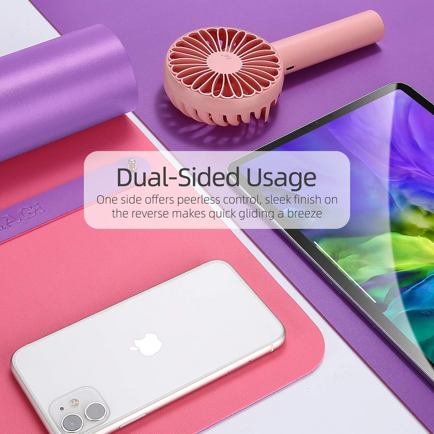 YSAGi Desk Mat, Mouse Pad,Waterproof Desk Pad,Large Mouse pad for Desk, Leather Desk Pad Large for Keyboard and Mouse,Dual-Sided Mouse Mat for Office (23.6" x 13.7", Aconite Violet+Eosine Pink)