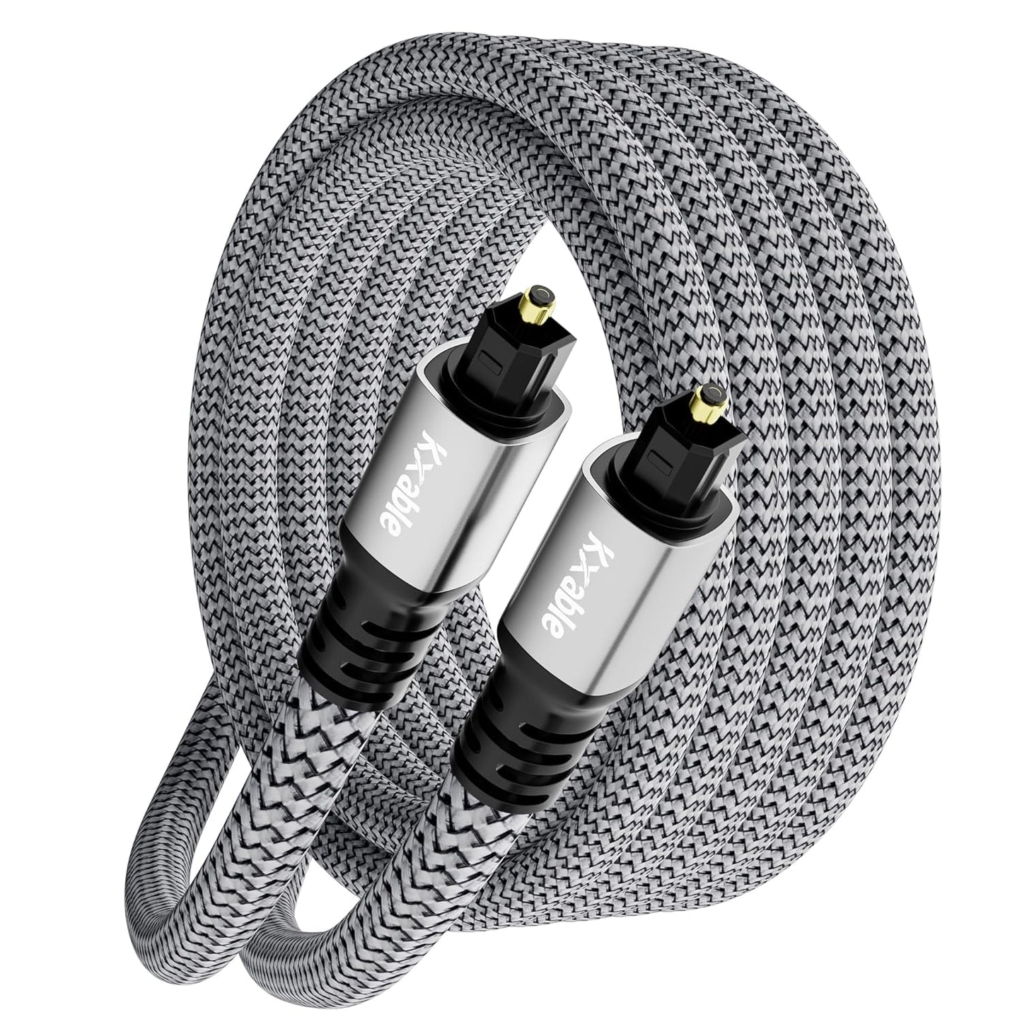 Optical Audio Cable 3 FT, Digital Audio Cable, Toslink Fiber Optic Cord, [Nylon Braided, Slim Aluminum Shell, Gold Plated Connector], for Home Theater, Sound Bar, PS4, Xbox, TV and More