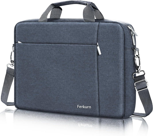Ferkurn Laptop Case Sleeve 15.6 16 Inch Laptop Bag for Women Men Compatible with HP Envy Pavilion/Dell Inspiron XPS/Lenovo/Acer, Shoulder Strap Carrying Briefcase Computer Messenger Bag Case, Grey