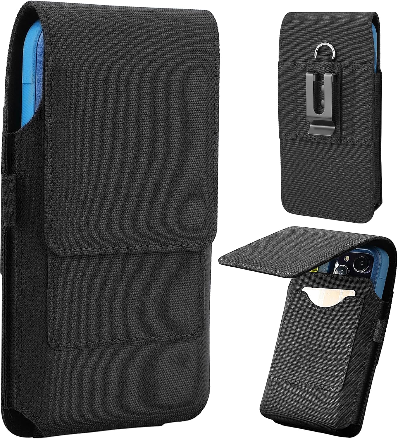 BECPLT Nylon Holster Compatible with Galaxy S25 Ultra S24/S23/S22/S21/S20 Ultra A17 A16 Motorola Moto G56 G Power Black Cell Phone Belt Holder for Men