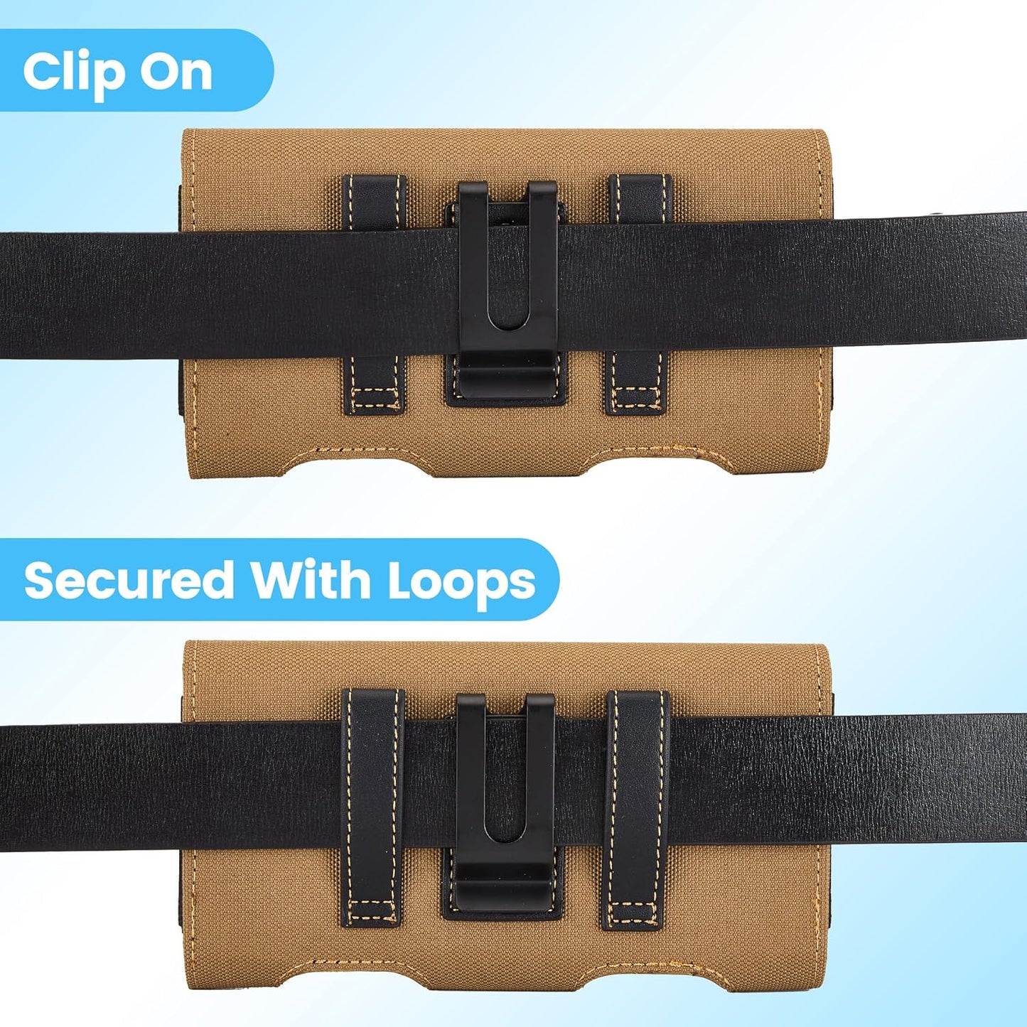 Mopaclle Nylon Phone Holster with Belt Clip for iPhone 17 Pro / 17, iPhone 16 Pro 16,15 Pro 15, iPhone 14, 14 Pro,13 Pro,Samsung Galaxy S25 S24 S23, S22,S21,Premium Cell Phone Belt Holder Pouch Cover