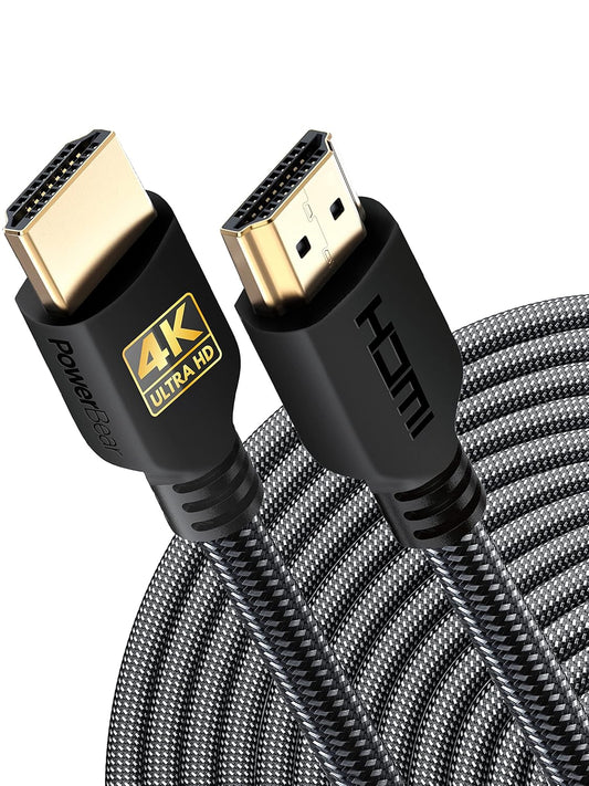 PowerBear 4K HDMI Cable 40 ft | High Speed, Braided Nylon & Gold Connectors, 4K @ 60Hz, Ultra HD, 2K, 1080P, ARC & CL3 Rated | for Laptop, Monitor, PS5, PS4, Xbox One, Fire TV, Apple TV & More