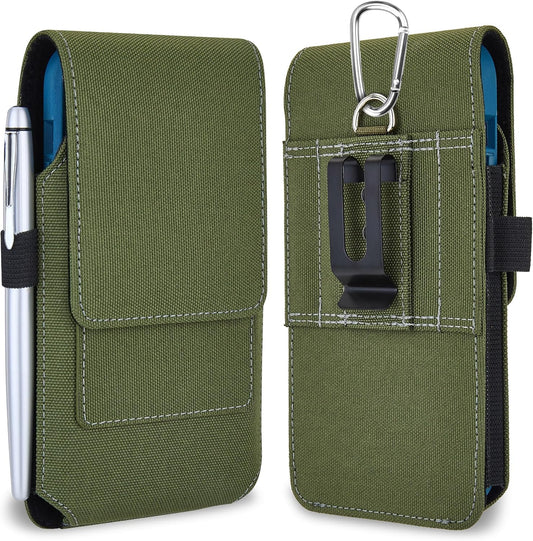 BECPLT Nylon Holster Compatible with Galaxy S25 Ultra S24/S23/S22/S21/S20 Ultra A17 A16 Motorola Moto G56 G Power Cell Phone Belt Holder for Men - Green