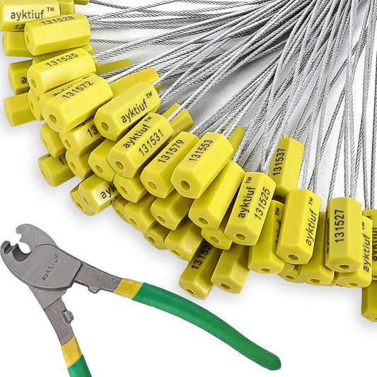 240 Pieces Security Cable Seals, Metal Number Security Tags for Truck, Trailers, Cargo, Containers, Vans, Oil Tank, Milk Vehicle (Yellow, 240 Pack)