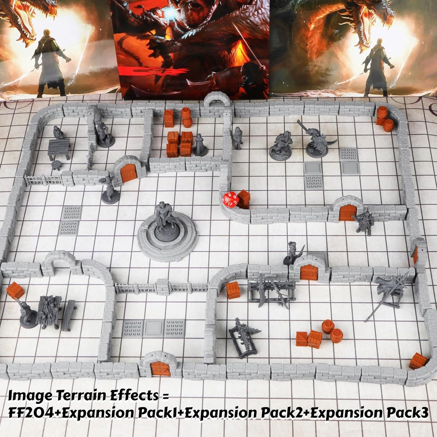 Dungeon Walls 40pcs 28mm Miniature RPG Terrain Modular System DND Building Accessories for Tabletop Role Playing Scenes, Gift of Christmas Halloween for DM (Expansion Pack 2)