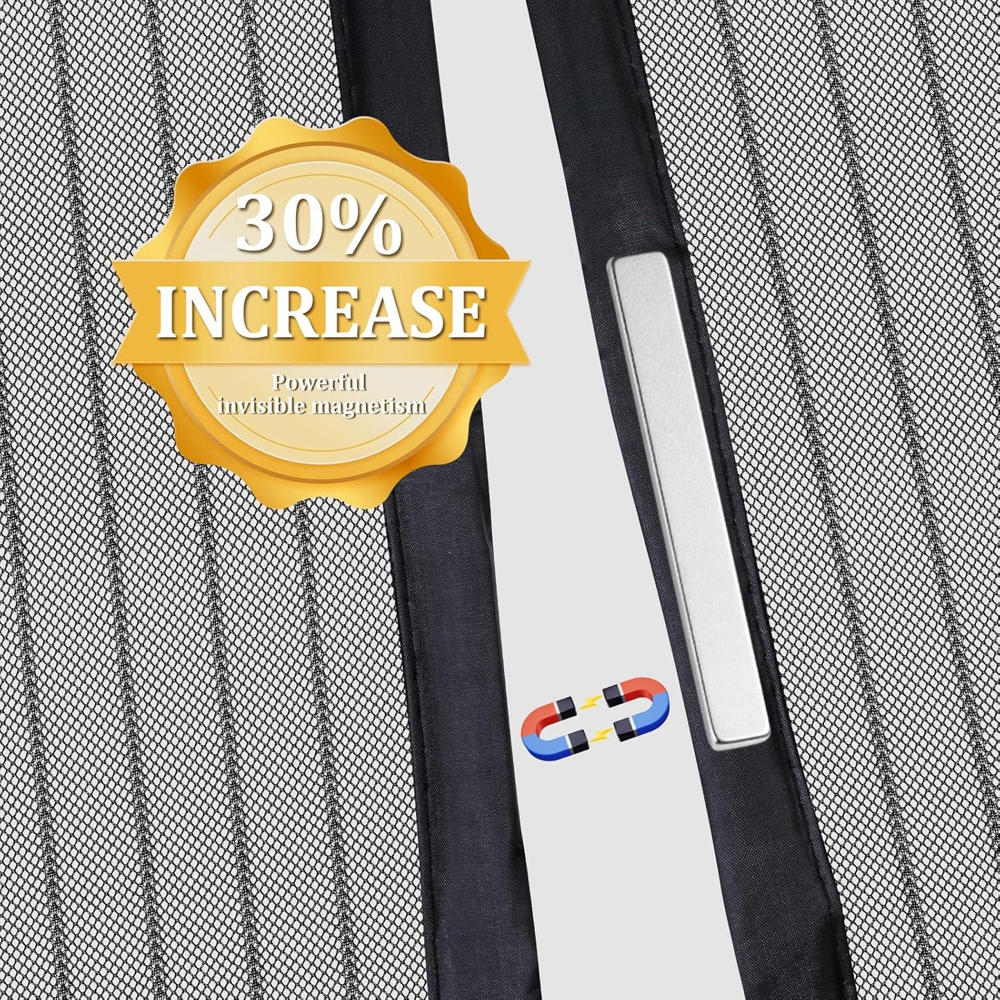 Magnetic Screen Door - Self Sealing, Heavy Duty, Hands Free Mesh Partition Keeps Bugs Out Let Breeze in- Pet and Kid Friendly - Keep Open Feature (Black, Fit Door Size 39 x 82 Inch)